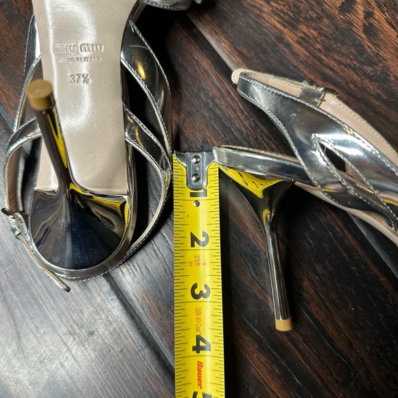 Miu Miu silver rhinestone high heel sandal wedding prom cocktail sling back - Picture 2 of 4